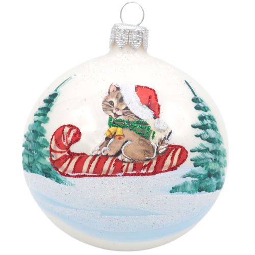 Glass Bauble CATS 8cm