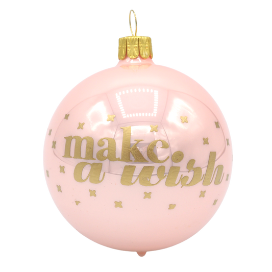 Glass Bauble WORDS make a whish 7cm