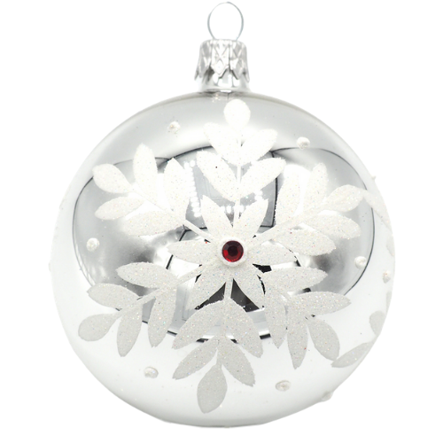 Glass Bauble SNOWFLAKE silber 8cm