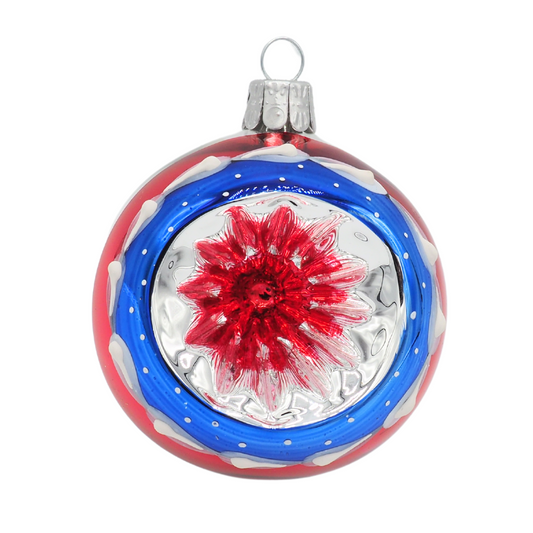 Glass Bauble NOSTALGIE silver blue 7cm