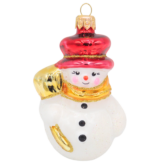 Glass Forms SNOWMAN with Broom