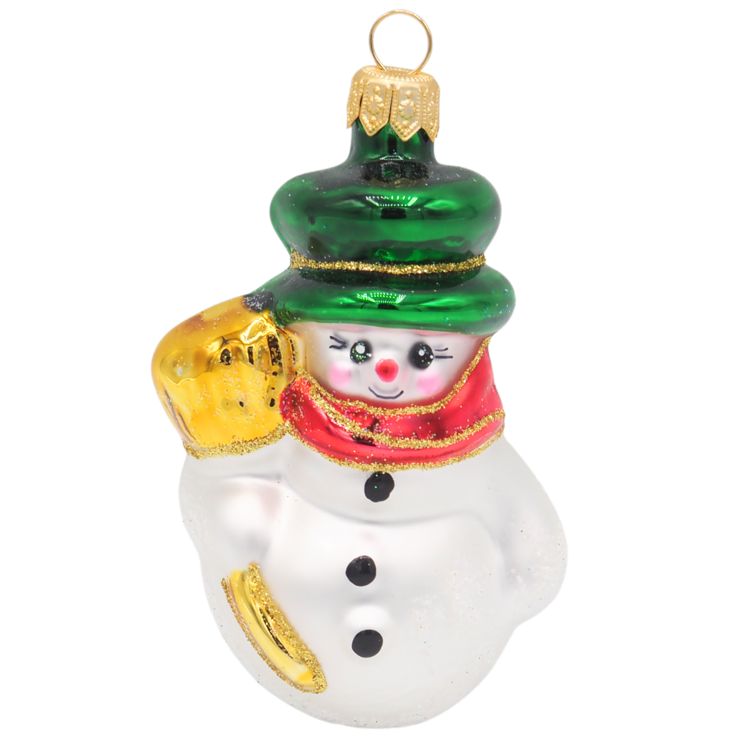 Glass Forms SNOWMAN with Broom