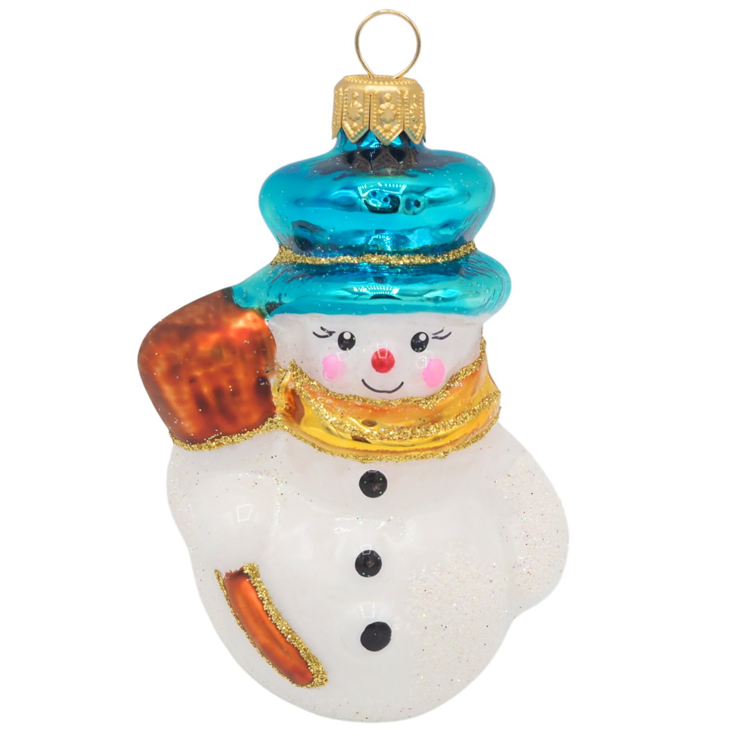 Glass Forms SNOWMAN with Broom