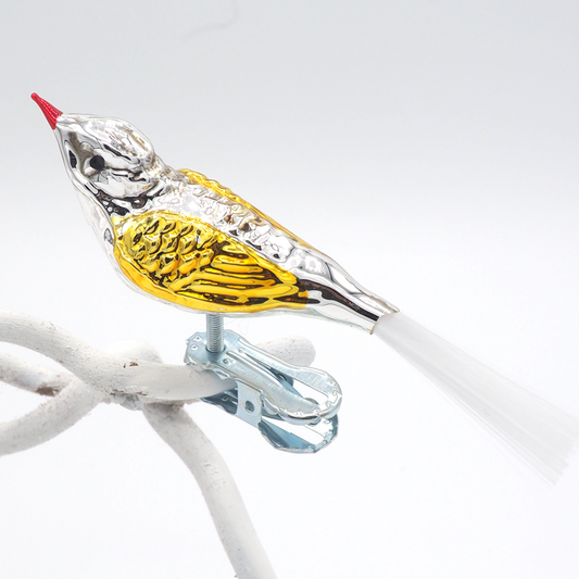 Glass bird small LEIPZIG gold