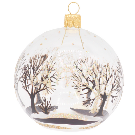 Glass Bauble WINTERTRAUM black gold 8cm