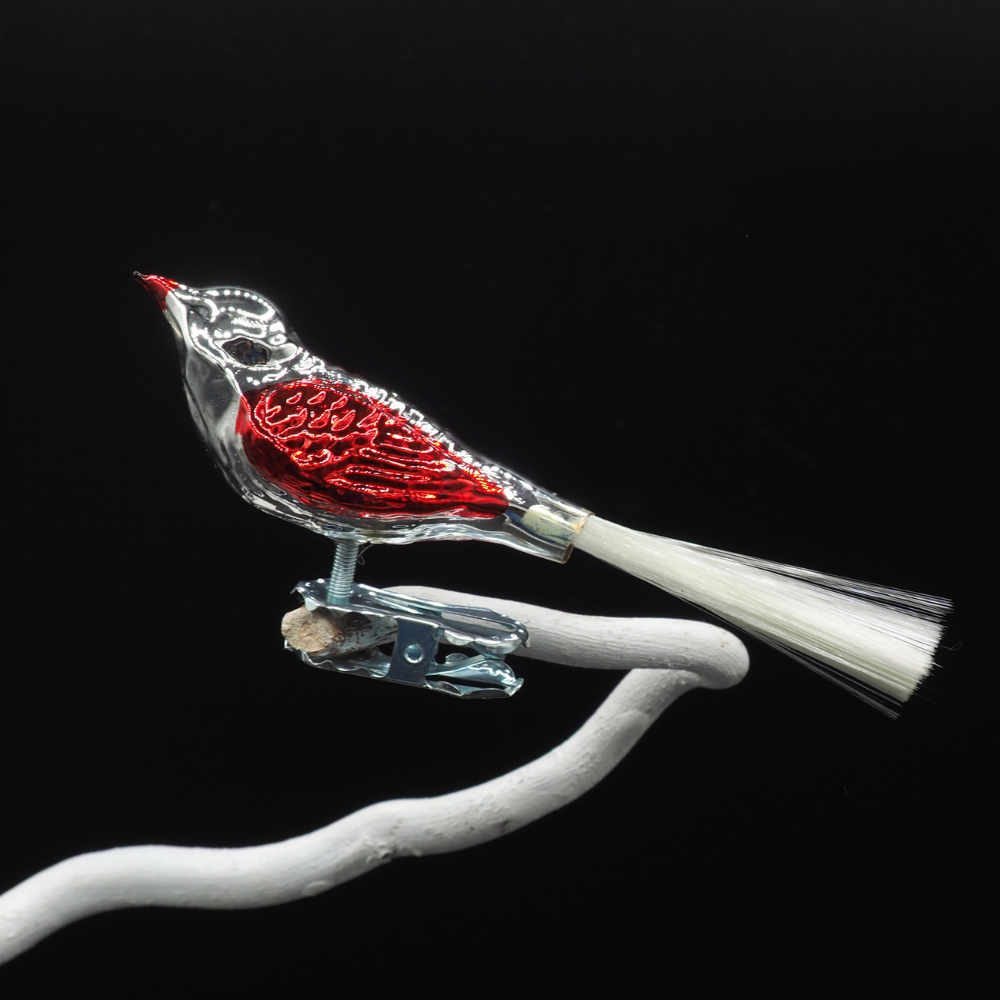 Glass bird small LEIPZIG red