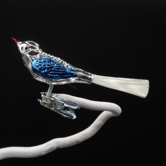 Glass bird small LEIPZIG blue