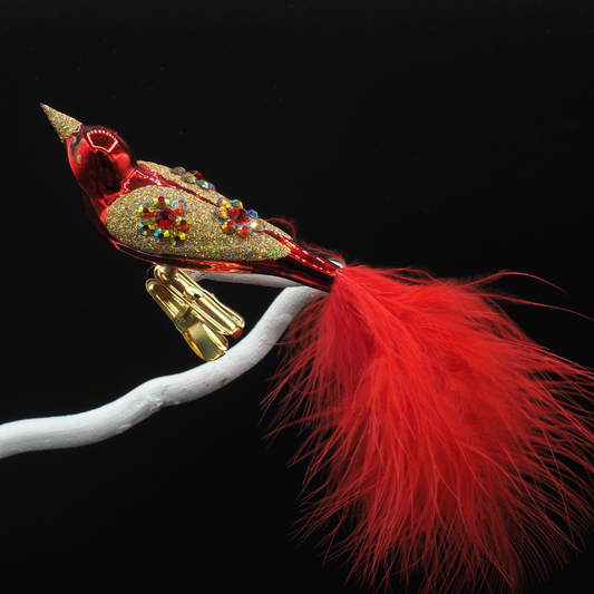 Glass Bird middle CRYSTAL red