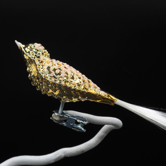 Glass bird GRANNY gold