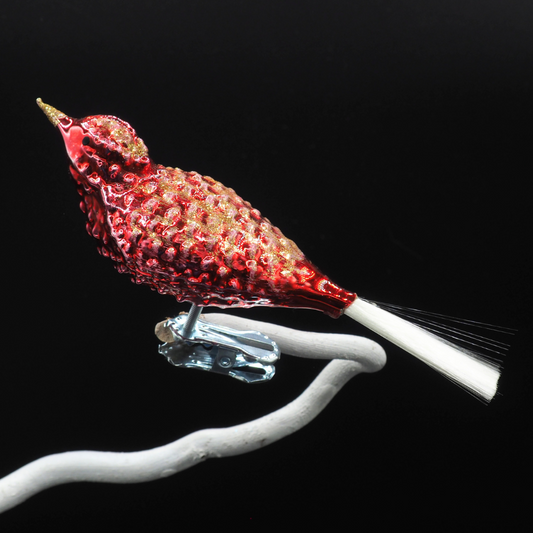 Glass bird GRANNY red