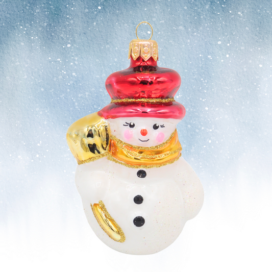 Glass Forms SNOWMAN with Broom